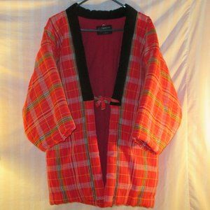 Vintage Kimono Hanten Tartan Padded Quilted